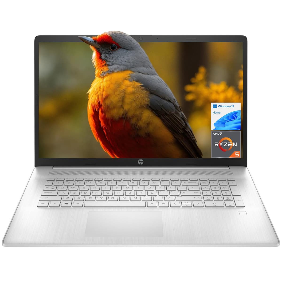 HP Laptop 17.3" FHD, 16 GB RAM, 512 GB SSD PCIe, AMD Ryzen 5 5500U 6 núcleos (mejor que i7-1065G7), Carga rápida, Cámara web, Wi-Fi, Bluetooth, HDMI, Larga duración de batería, Windows 11 Home, Plateado Essential