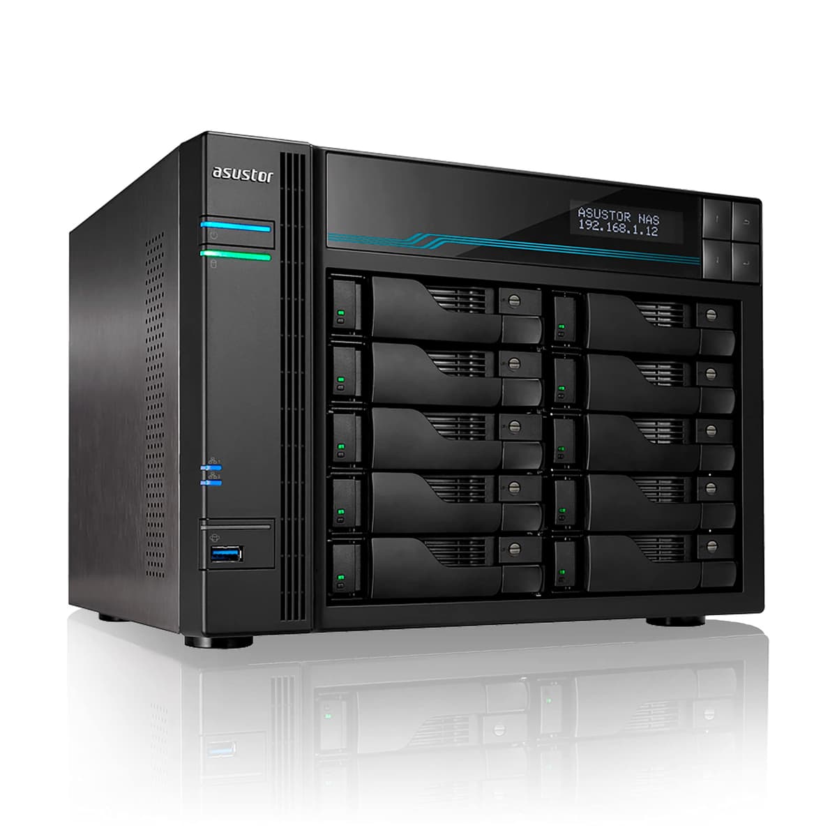 Asustor Lockerstor 10 Pro AS7110T 10 Bahías NAS, CPU Quad Core 3.4GHz, 8GB DDR4, Caching NVMe 90-AS7110T00-MD30