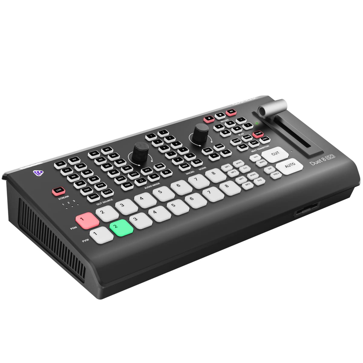 Osee GoStream Duet 8 ISO, conmutador de video de 8 canales: 4 HDMI 4K, 4 SDI, 4 NDI HX / 4 SRT / 4 RTMP / 2 Webcam. 2 XLR de audio, 8 diseños, grabación aislada, unidad de podcast para YouTube y Facebook