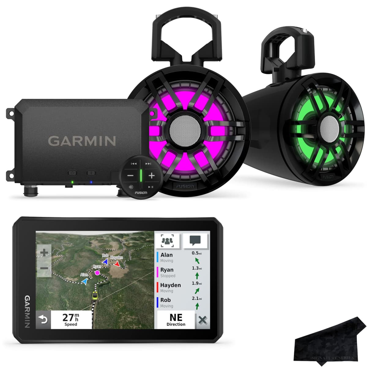 Certified Brands Garmin Tread Base Edition Rugged Powersport Off-Road Navigator con Fusion Marine Audio System 010-02406-01+010-02646-00