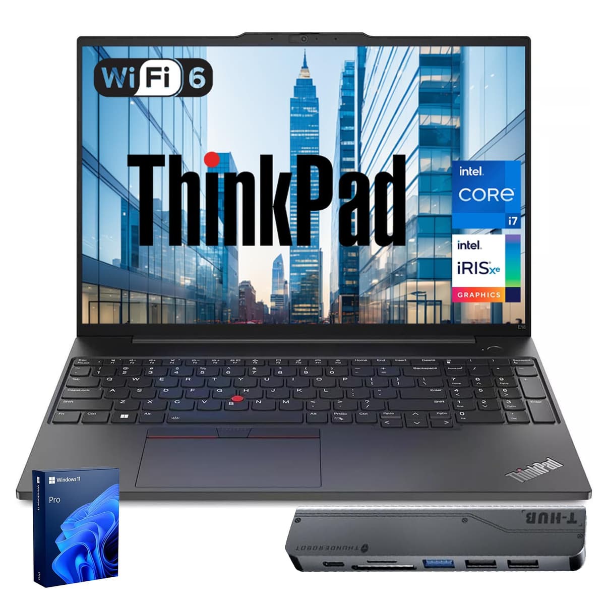 Lenovo ThinkPad E16 Business Laptop 16" FHD+ Touchscreen Intel Core i7-1355U 24GB RAM 1TB SSD Windows 11 Pro Bundle con Thunderobot 7-en-1 USB-C Hub