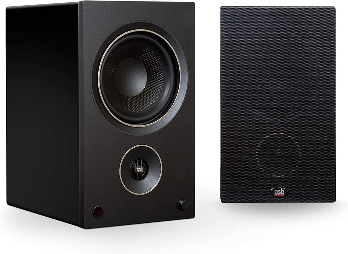 PSB AM5 Powered Bookshelf Speakers con Bluetooth y preamplificador phono - Black 100