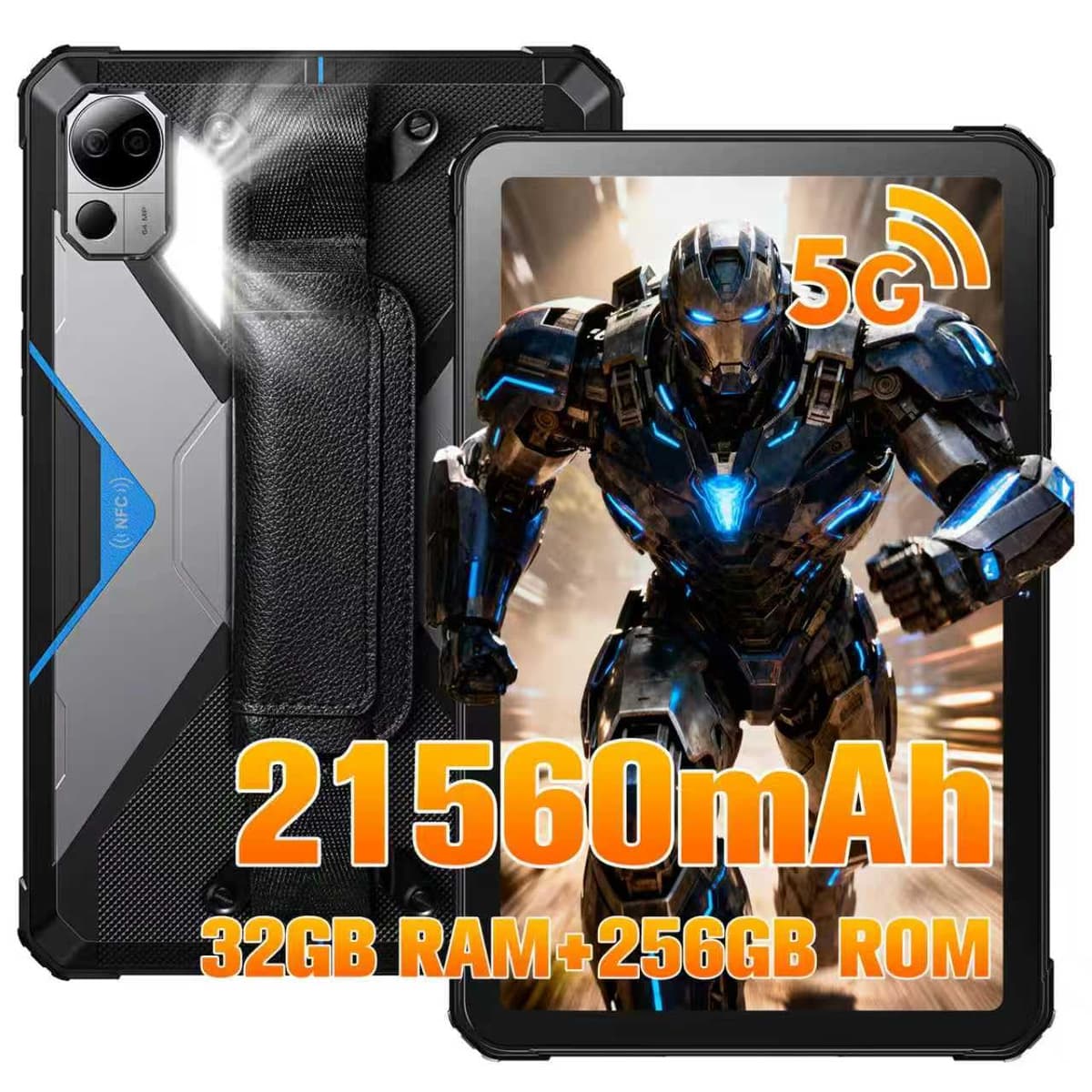 FOSSIBOT DT3 Tableta Rugerizada Android 15 5G, Dimensity 7300 5G, Impermeable, 21560 mAh 66W, 32GB+256GB/2TB, Tableta Rugerizada 10.4" 2K, 64MP+32MP, Dual SIM/WiFi 6/NFC/IP68/IP69K