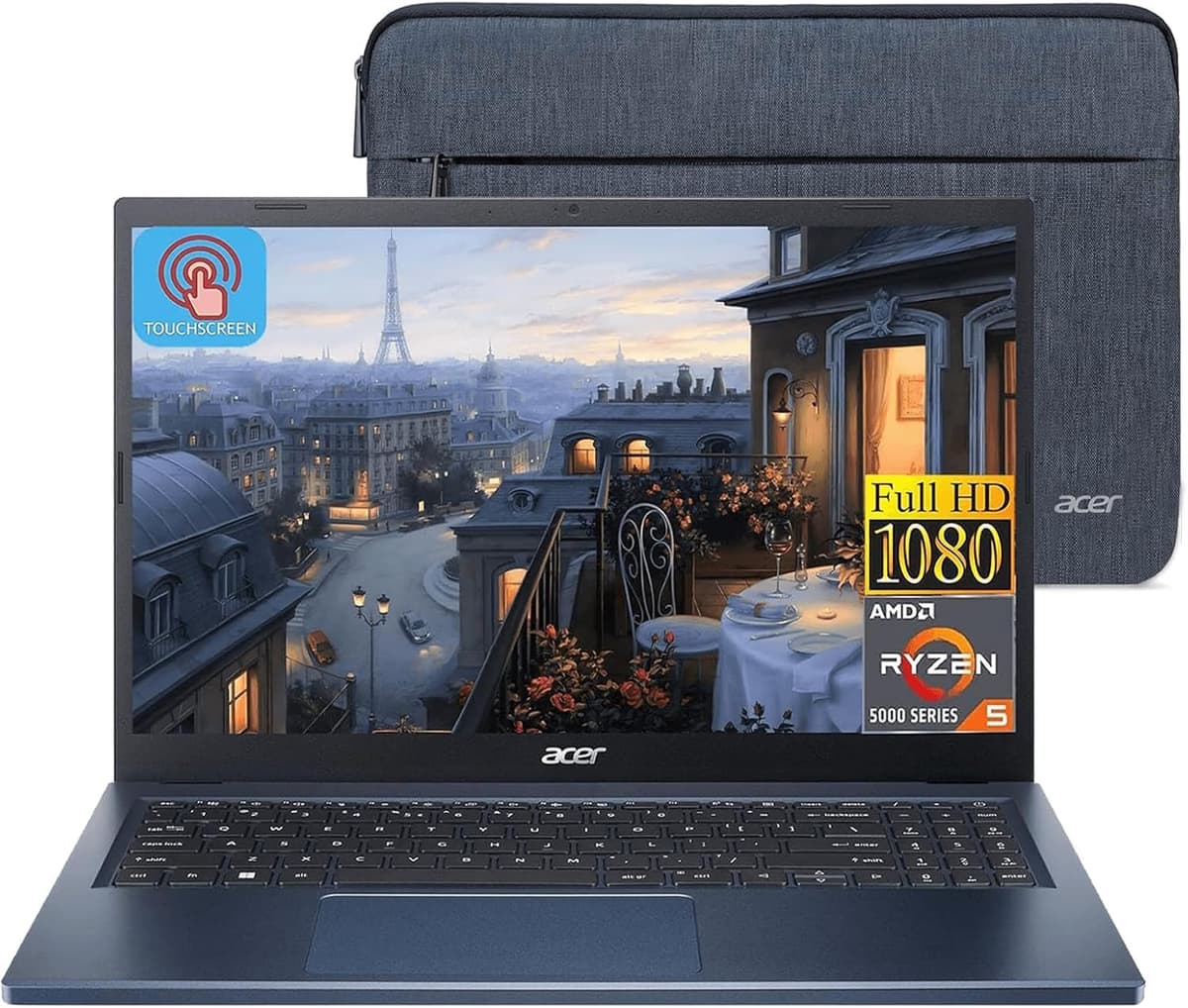 Acer Aspire 3 táctil 2023, pantalla FHD IPS de 15.6", procesador AMD Ryzen 5 7520U (mejor que i7-1165G7), 8 GB RAM DDR5, 1 TB SSD, gráficos AMD Radeon, Wi-Fi 6, Windows 11 Home Acer Aspire 3 Laptop