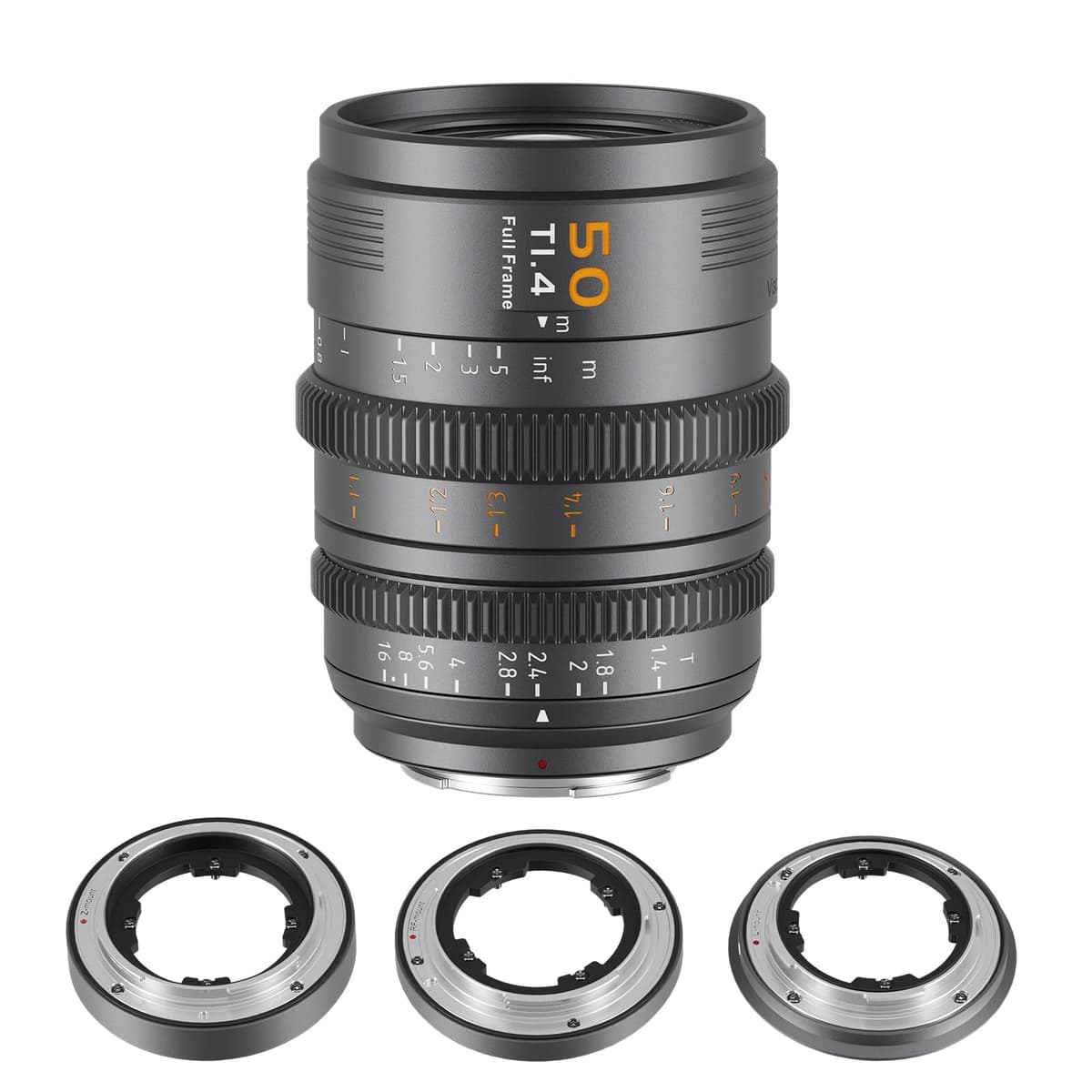 SIRUI VP-1 50mm T1.4 Lente Cine Full Frame con Montura E y Monturas Intercambiables RF/Z/L (Gris Metal) VP-1-50G-AM