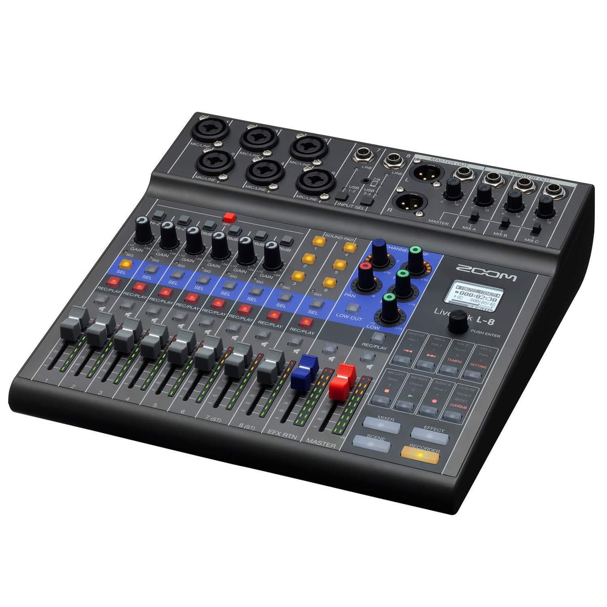 Zoom LiveTrak L-8 Mezclador/Grabador en Rack para Vivo (Reacondicionado) L8-cr