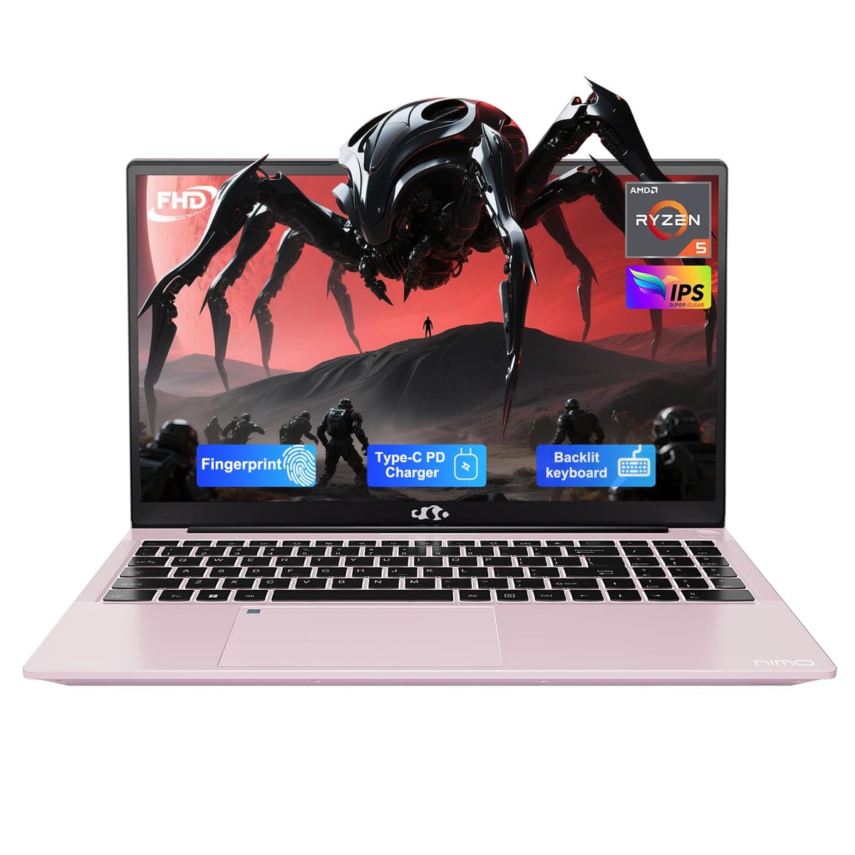 NIMO Laptop 15.6'' IPS FHD, 16GB RAM 1TB SSD AMD Ryzen 5 (mejor que i5-1135G7, 4 núcleos hasta 3.7 GHz) Computadora para estudiantes con 2 años de garantía, USB-C 65W, lector de huellas, teclado retroiluminado, BT5.2, teclado numérico NIMO N152