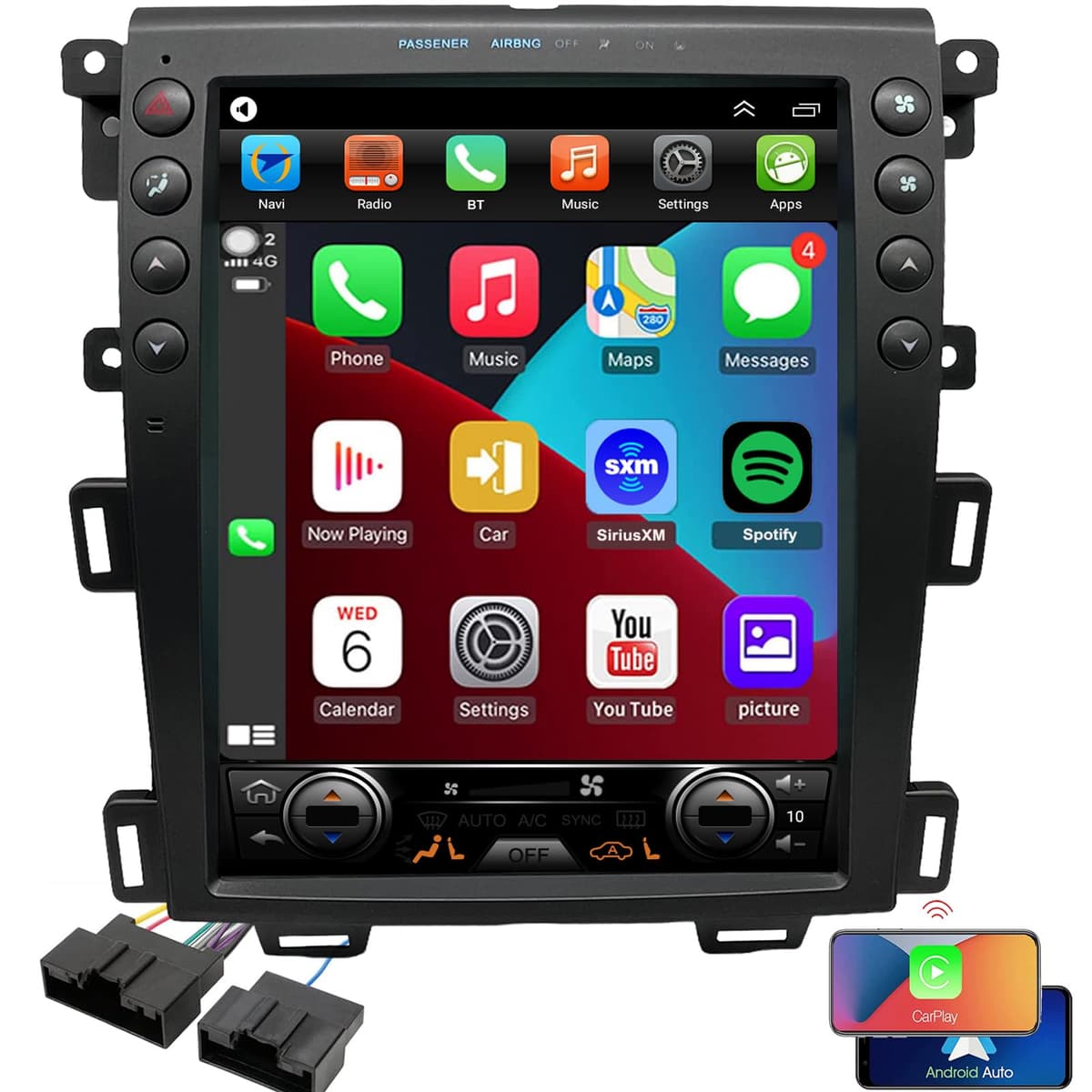 Topdisplay Radio QLED de 8 núcleos para Ford Edge 2011 2012 2013 2014, pantalla táctil, compatible con CarPlay y Android Auto, cámara trasera gratis