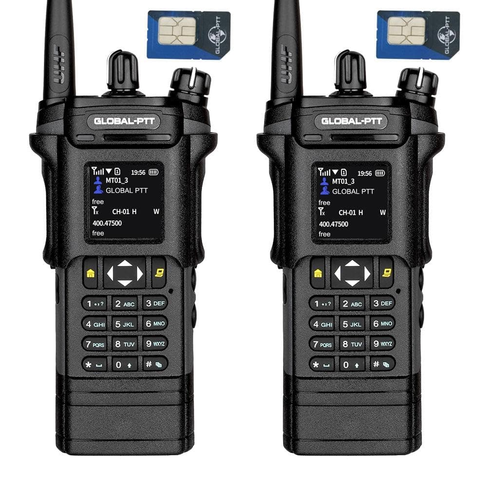 GLOBAL-PTT 5288 Pack 2 radios PoC 4G LTE + analógico con SIM anual (GPS)