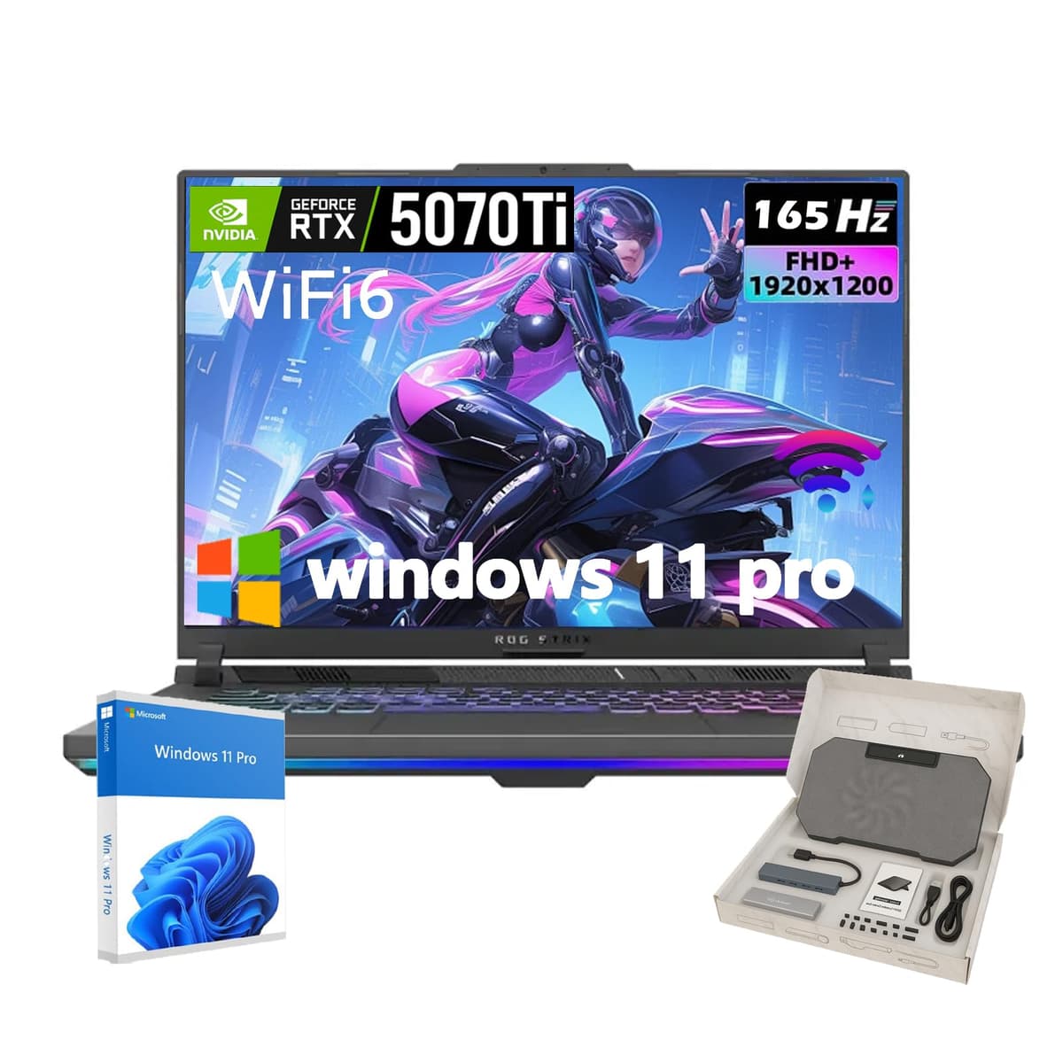 ASUS ROG Strix G16 Laptop para Juegos - AMD Ryzen 9 HX, GPU NVIDIA GeForce RTX 5070 Ti, Pantalla 16" WUXGA 165Hz, Wi-Fi 6, Windows 11 Pro, con Accesorios, 16GB RAM DDR5, 1TB SSD G615LR-AS96