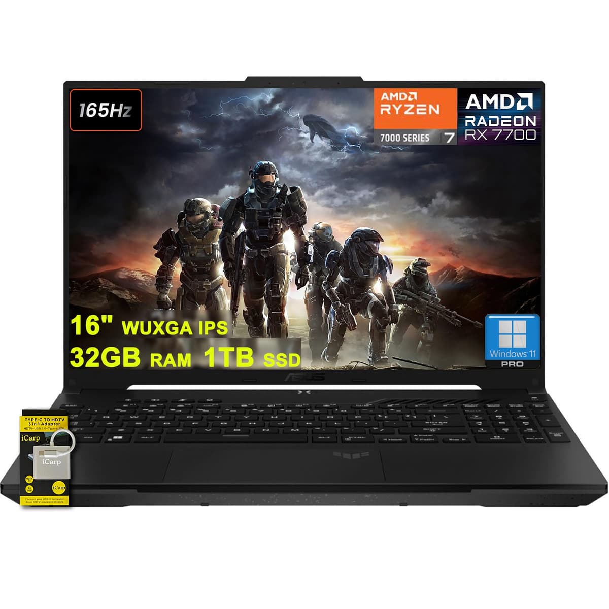 ASUS TUF Gaming A16 16" Ryzen 7 7735HS, Radeon RX 7700S, 32GB DDR5, 1TB SSD, 165Hz, Windows 11 Pro