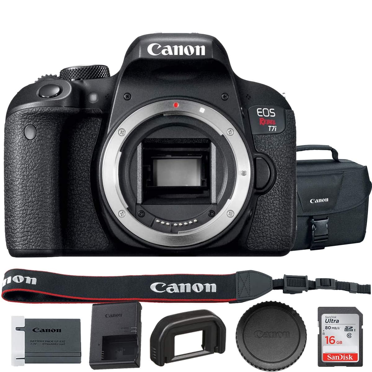 Canon EOS Rebel T7i DSLR (Kit Box, Cuerpo) con Bolsa y Tarjeta 16GB - Starter Set (Renewed) 1894C001-193-RB