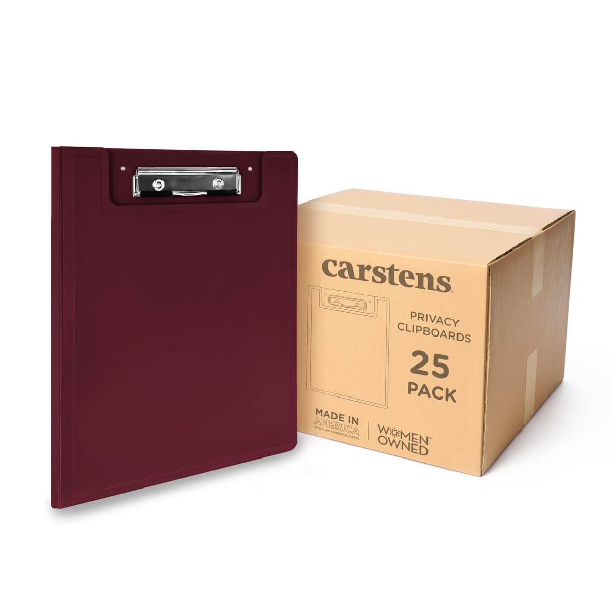 Carstens Clipboard plegable de perfil bajo con cubierta pesada, plástico Burgundy, paquete de 25 9836-00CS