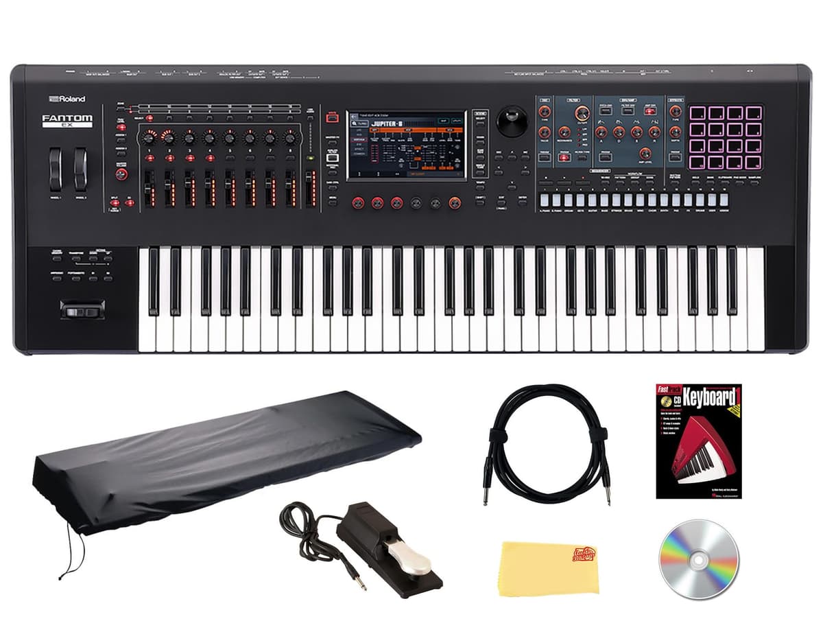 Roland Fantom 6 EX Teclado Workstation 61 teclas PHA-4 con bundle Austin Bazaar AUS-FANTOM-6EX-COMBO-BASIC
