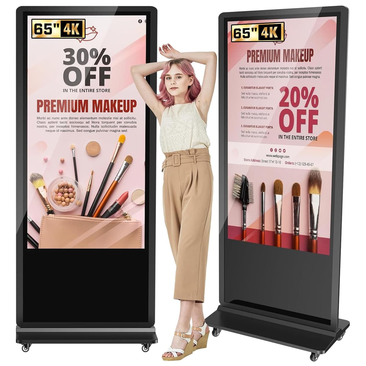 JASZDOT Kiosk Digital Signage 65'' Touch Screen Android con USB/HDMI/WiFi 61-t-b