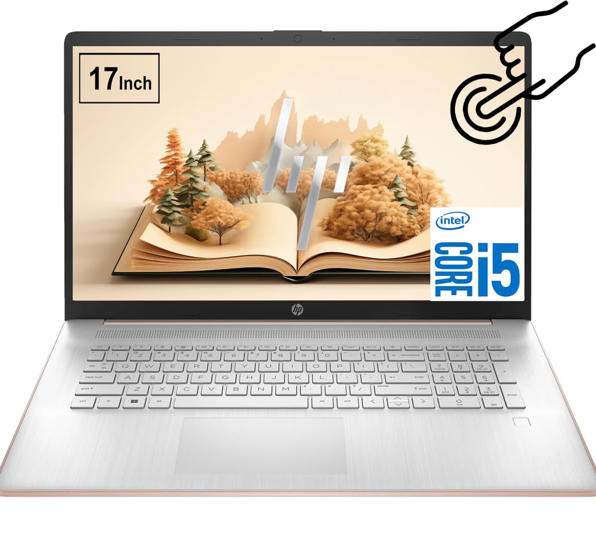 HP Laptop empresarial y para estudiantes de 17.3" HD+ con pantalla táctil, lector de huellas, Intel Core i7-1355U de 10 núcleos, 16GB RAM, 1TB SSD, Intel Iris Xe, WiFi 6, plateado, Windows 11 Pro G300i7