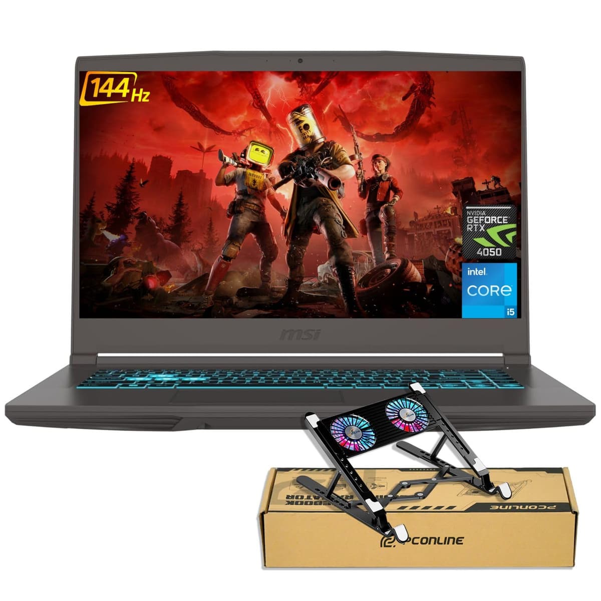 MSI Thin 15 RTX 4050 Laptop para juegos, pantalla FHD 15.6" 144Hz, Intel Core i5-13420H, 16GB RAM, 1TB SSD, RJ-45, teclado retroiluminado, paquete con enfriador PCO, gris, Windows 11 Home Thin 15 B13VE