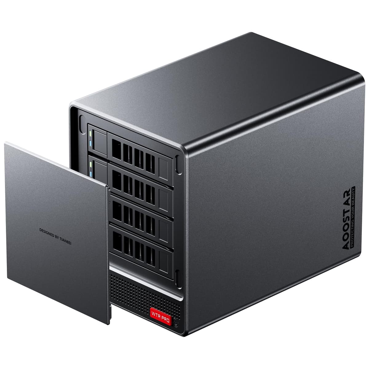 AOOSTAR WTR PRO AMD Ryzen 7 5825U NAS Mini PC de 4 bahías, 16GB RAM 512GB SSD, HDMI 4K, 2 ranuras M.2 NVMe, 4 puertos SATA 2.5/3.5 (hasta 4 x 22TB)