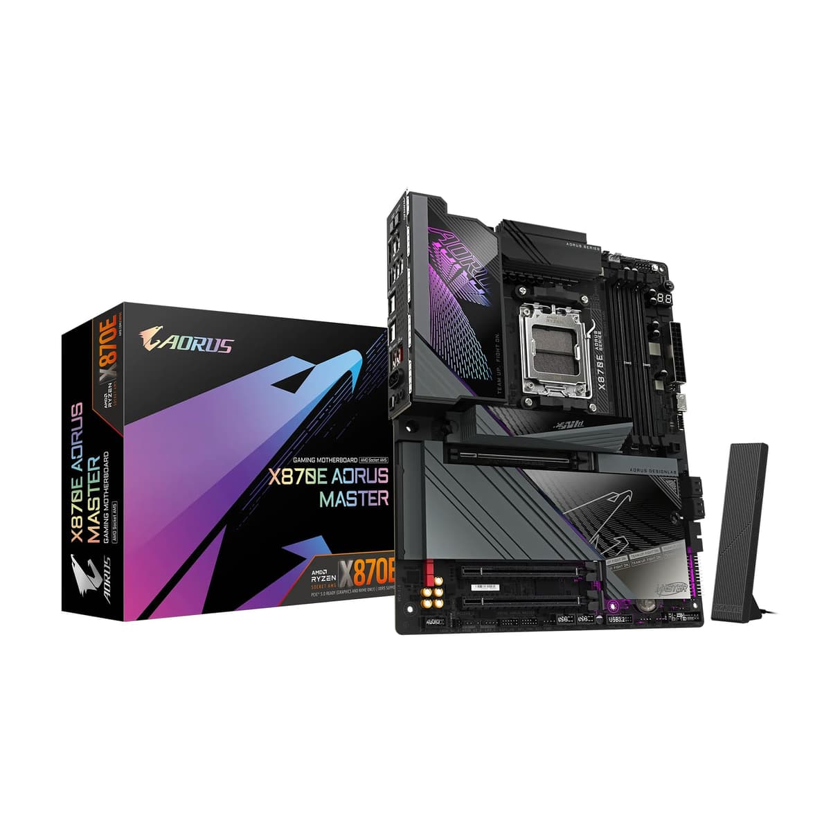 GIGABYTE X870E AORUS Master AMD AM5 LGA 1718 Placa Madre ATX DDR5 4x M.2 PCIe 5.0 USB4 WiFi7 LAN 5 GbE EZ-Latch Garantía 5 Años