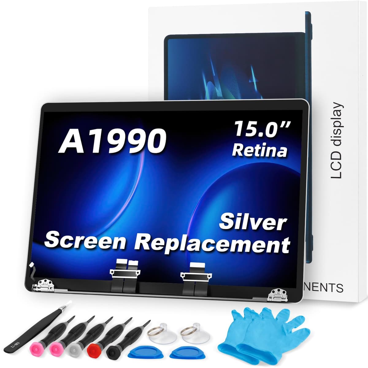Reemplazo de Pantalla TRGSLKSS A1990 LCD para MacBook de 15 pulgadas 2018-2019 Año 2560x1600 Ensamblaje Completo de LCD para EMC 3215 3359 Plateado