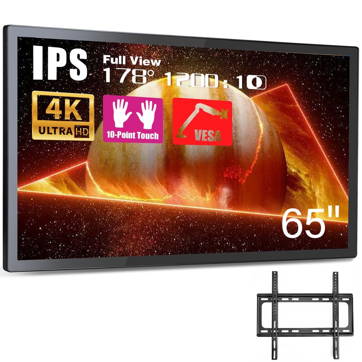 Volunna Monitor Táctil Industrial 65" Capacitivo 10-Puntos Full HD con Altavoces y Múltiples Entradas V-HD65
