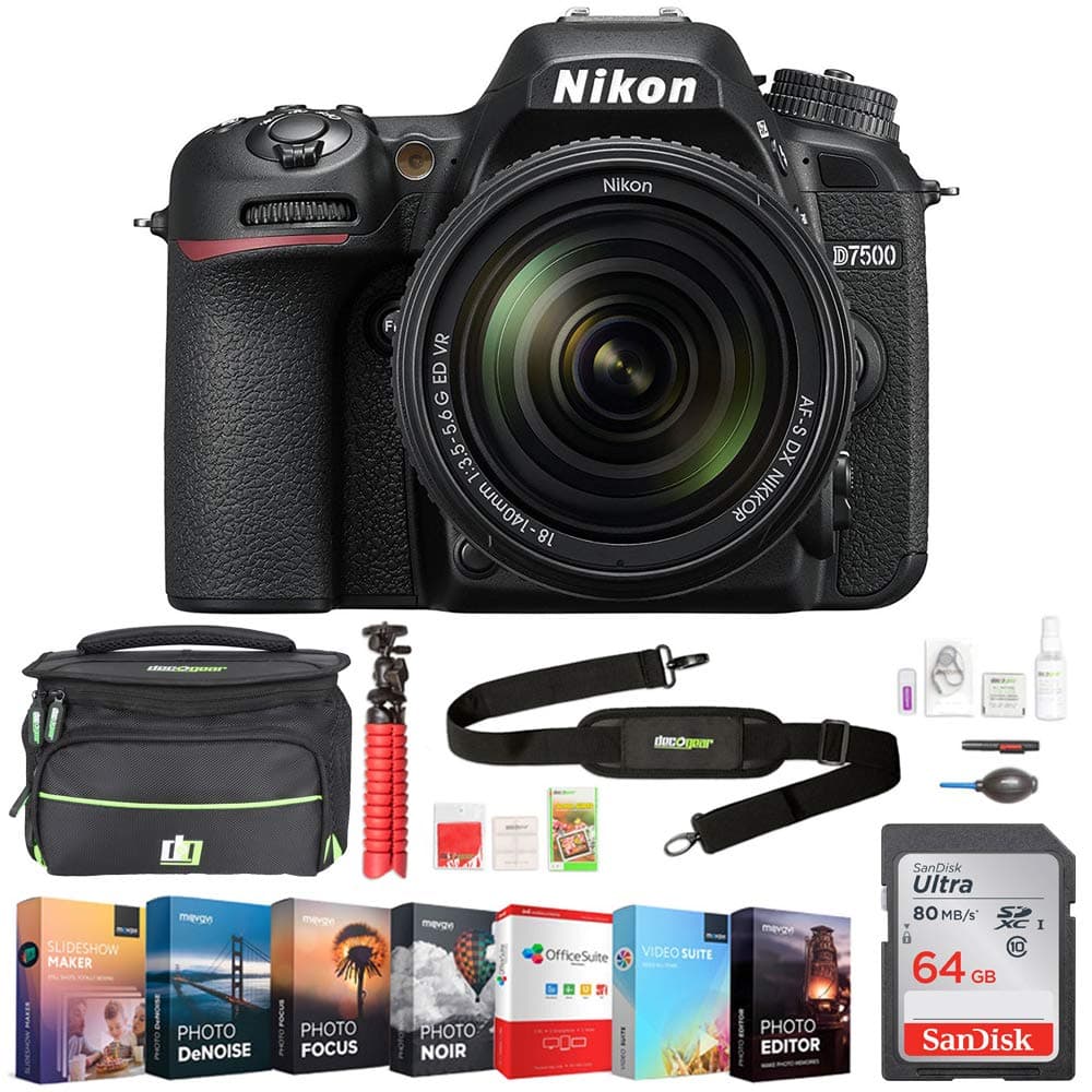 Nikon D7500 kit con lente AF-S 18-140mm y accesorios (64GB) E80NKD750018140