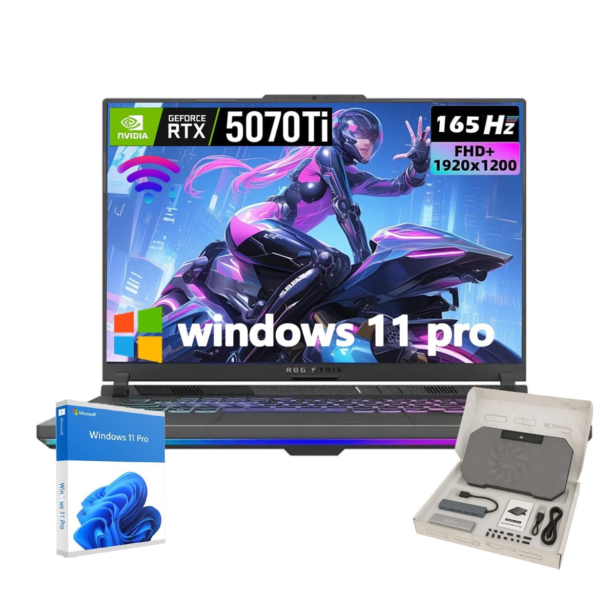 ASUS ROG Strix G16 Laptop para Juegos - AMD Ryzen 9 HX, GPU NVIDIA GeForce RTX 5070 Ti, Pantalla 16" WUXGA 165Hz, Wi-Fi 6, Windows 11 Pro, con Accesorios, 64 GB RAM DDR5, SSD 2 TB G615LR-AS96