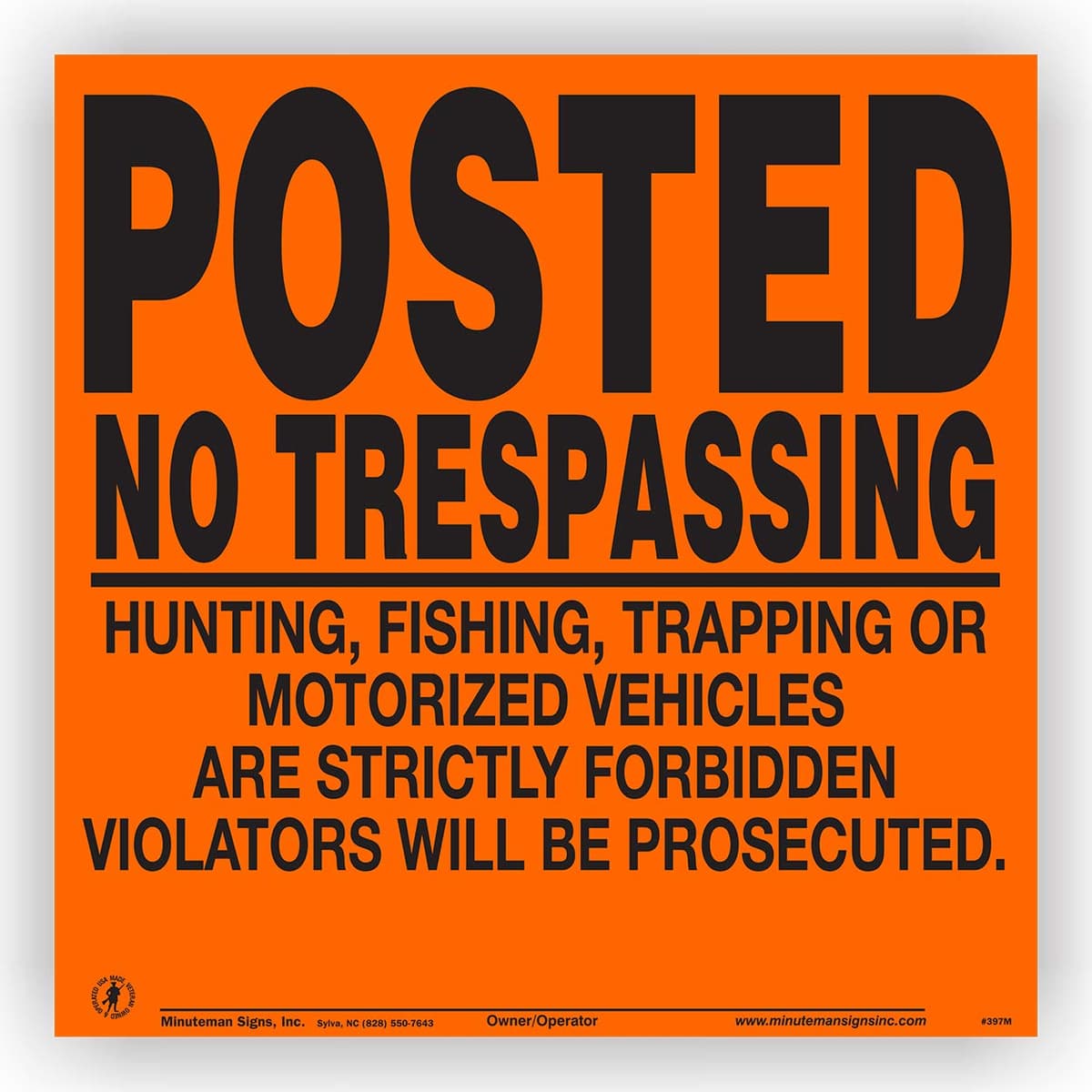 Minuteman Signs Señales de aluminio No Trespassing para vehículos motorizados - Paquete de 250 397M