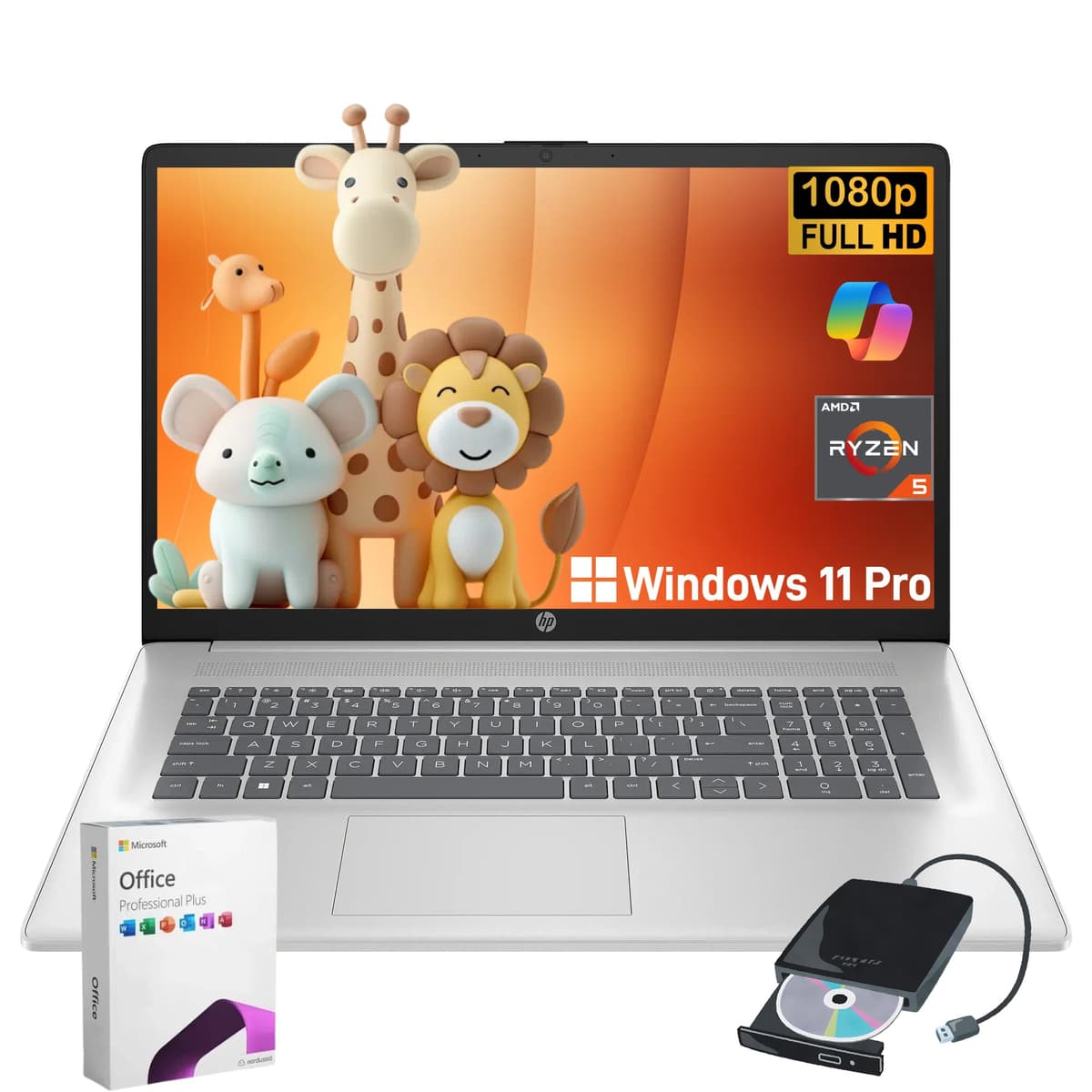 HP 17.3" Business - Ryzen 5 7430U, 32GB RAM, 1TB SSD, Full HD IPS 300 nits, Windows 11 Pro + Office