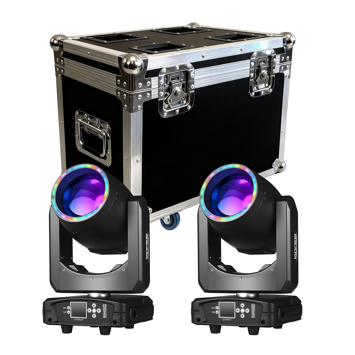 MINGJIE 300W Moving Head DJ Lights con 15 Gobos, 15 Colores y Prisma 48-Facetas (Set 2 unidades) MJ-OS-030