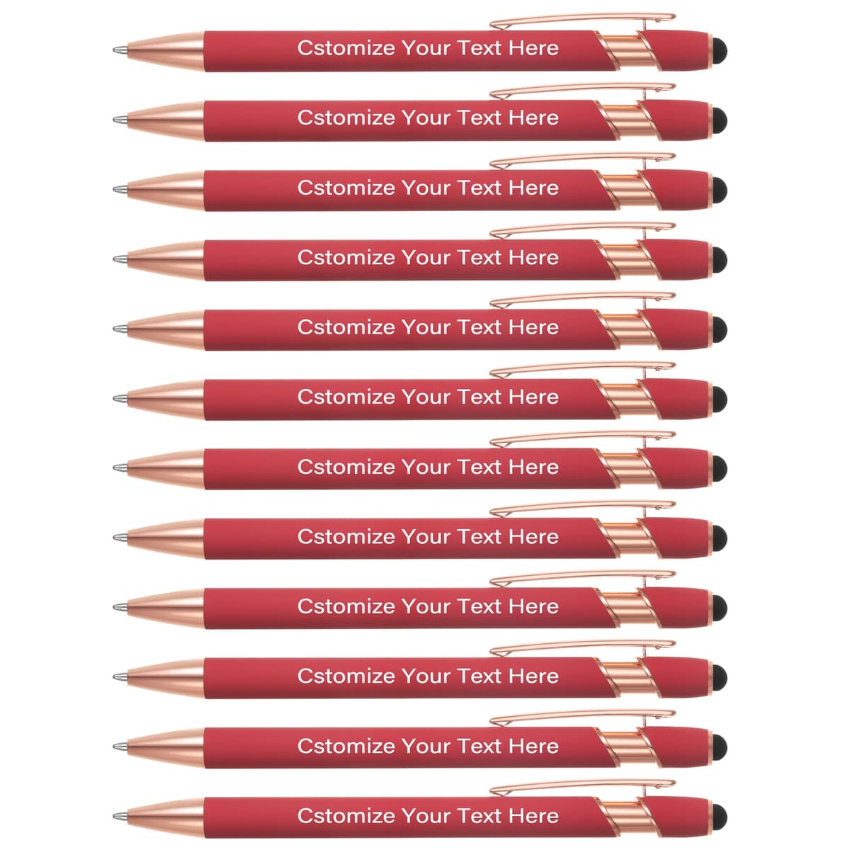 Kingluu 500 Pcs Plumas personalizadas con stylus, tinta negra - Rojo YZBDZ004