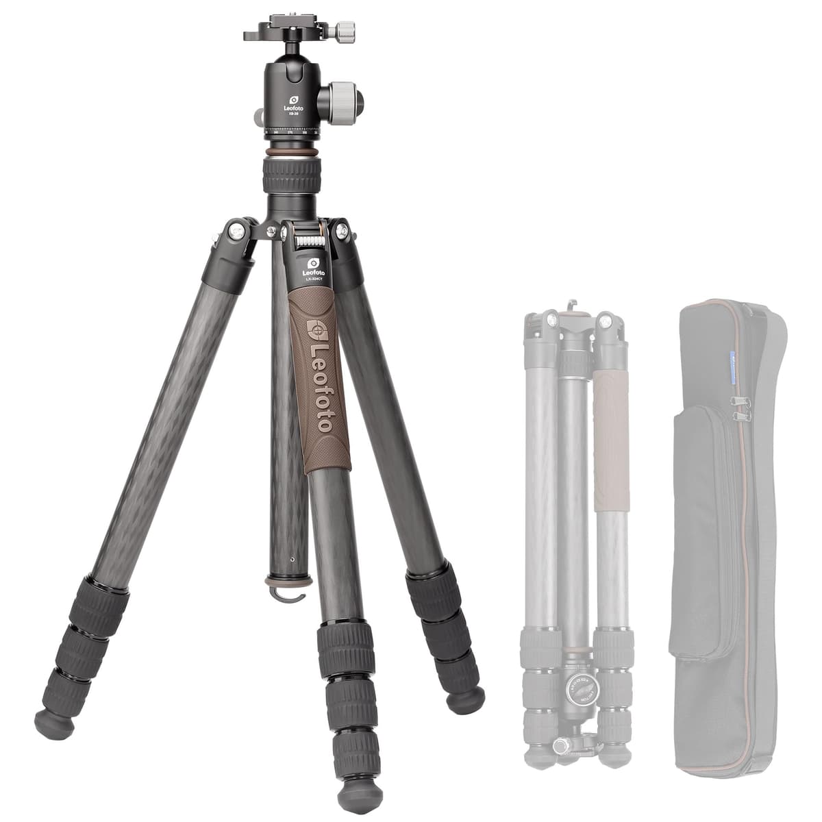LEOFOTO Trípode de Viaje LX-324CT con Cabezal Ball XB-38, Columna central desmontable, Max carga 15 kg LFT-LX-324CT+XB-38
