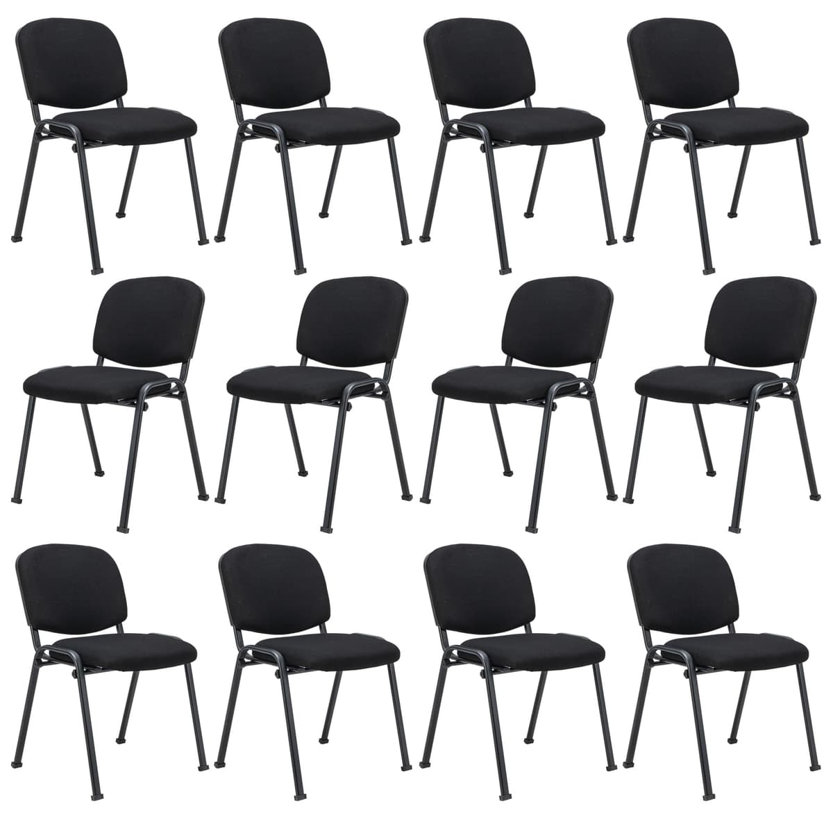 Giantex Set de 12 sillas de conferencia apilables con estructura metálica y asiento acolchado, negro GT10444BK-CB-12