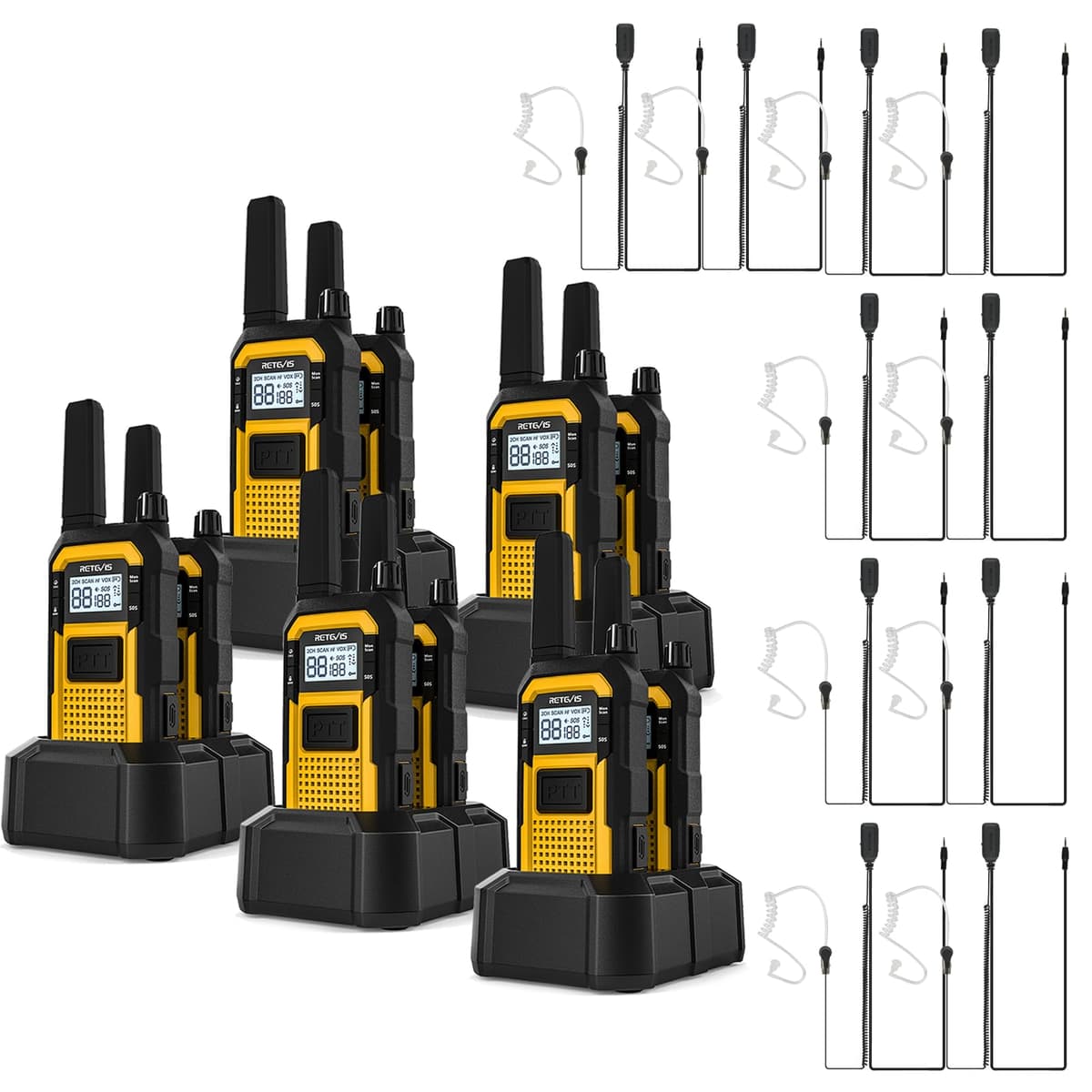 Retevis RB48 Radios Walkie Talkies Heavy Duty (Paquete de 10) FA9246AX5-C9219MX10-C9034AX5
