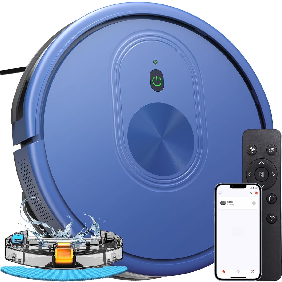 XIEBro HR101 Robot Aspiradora y Mopa 3 en 1 con 1600Pa, App/Alexa, Autocarga, Azul HR101 Robot Vacuum and Mop Combo