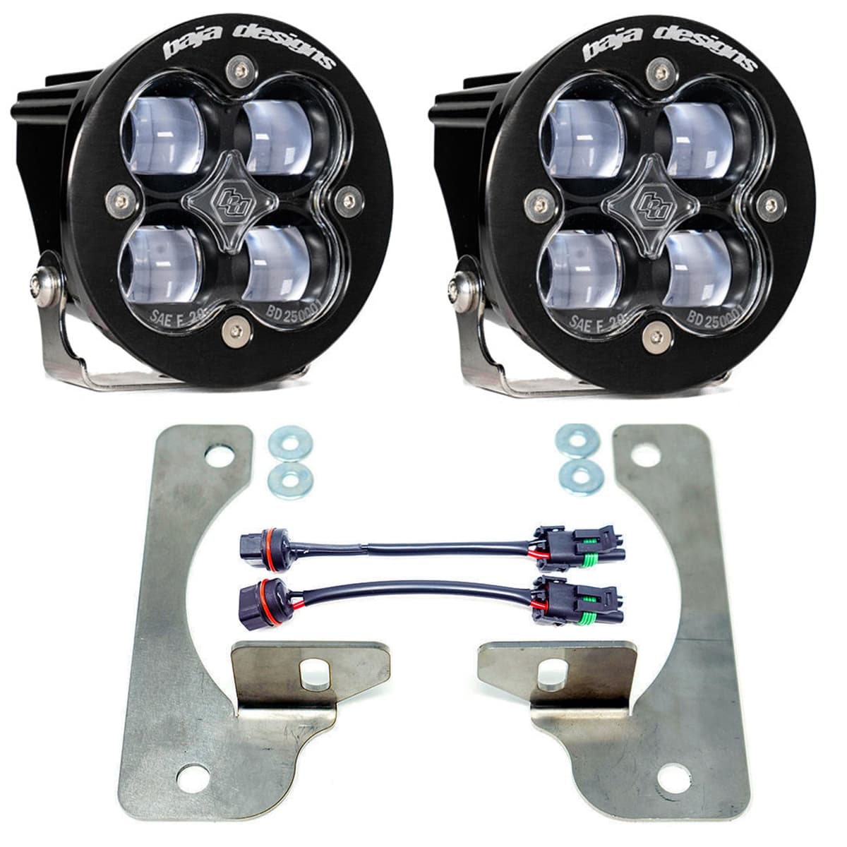 Kit de luces LED Baja Designs Squadron-R SAE Fog Pocket para Jeep Gladiator 2020-22; Wrangler JL 2018-22 parachoques OEM Rubicon (Esquinas anchas; transparente) 447623