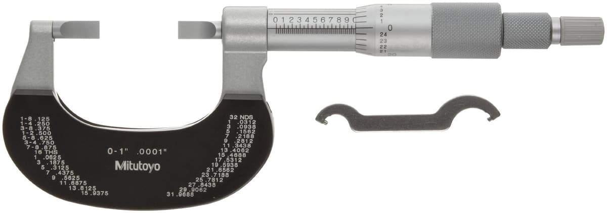 Mitutoyo Blade Micrometer 122-125 0-1" x .0001" con tope de trinquete