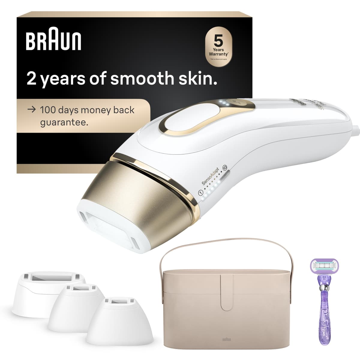 Braun Silk·expert Pro 5 IPL5347 Depiladora IPL para cuerpo y rostro con cabezales amplios y de precisión