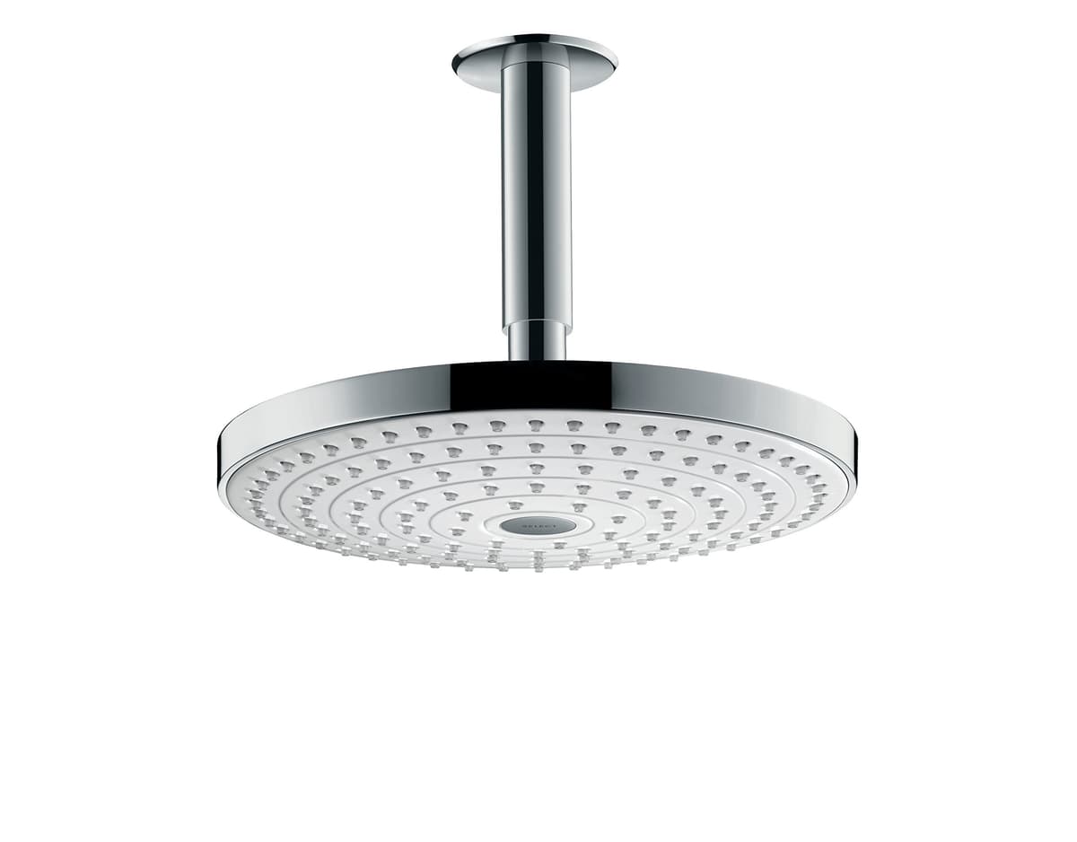 Hansgrohe Raindance Select S 240 lluvia superior con conector de techo, 2 modos de chorro, blanco/cromo, modelo 26467400