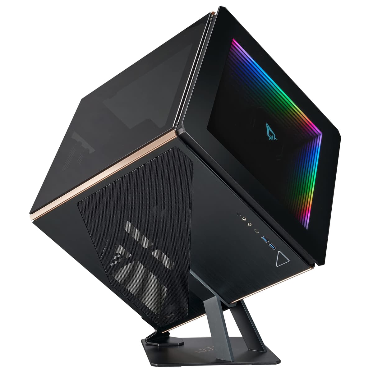 AZZA Regis 902 - Caja cúbica de lujo | Panel RGB Infinity | Vidrio templado en 3 caras | Soporte de aluminio mecanizado CNC CSAZ-902 REGIS