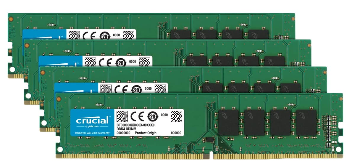 Kit Crucial 64GB (16GB x4) DDR4 2400 MT/s (PC4-19200) DR x8 DIMM 288 pines - CT4K16G4DFD824A Crucial DDR4 2400 MT/s DIMM Memory