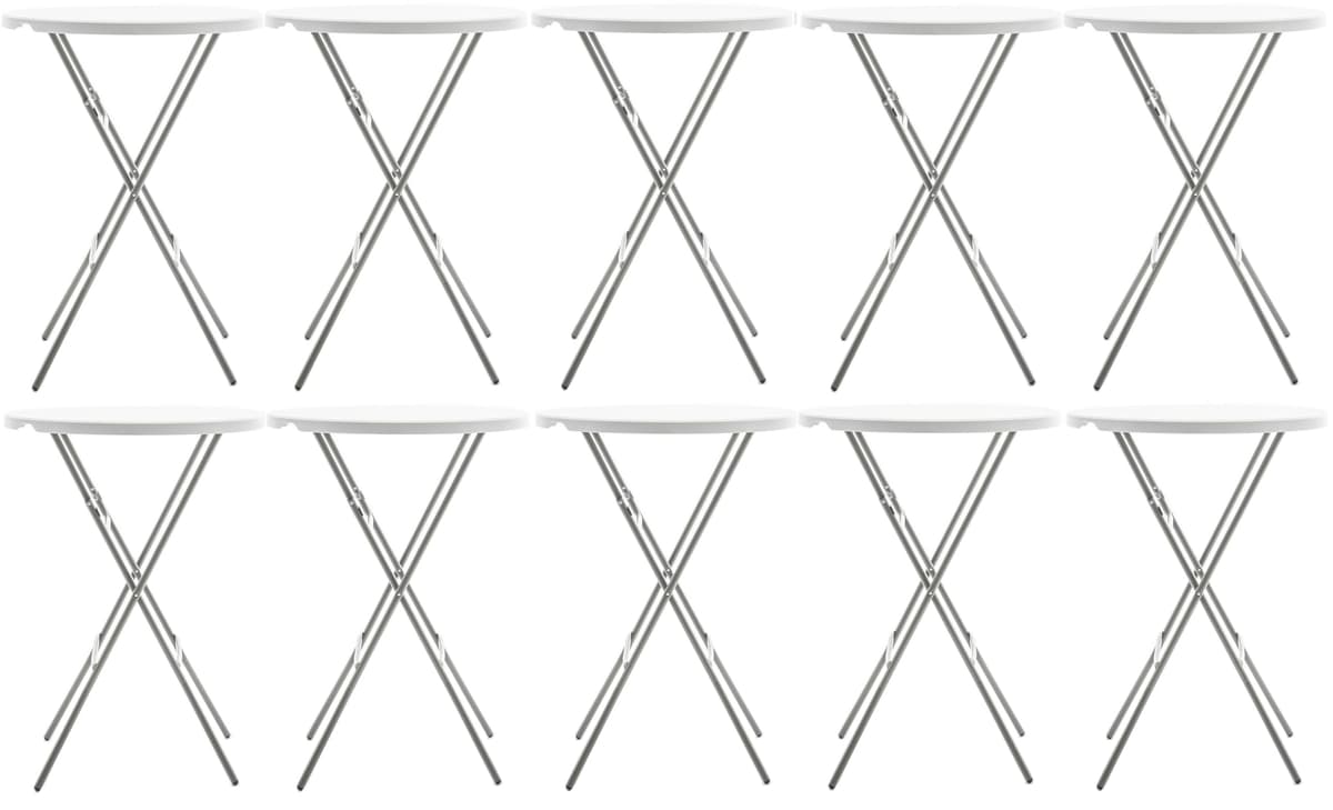 BTEXPERT Set de 10 mesas plegables altas redondas blancas 32" x 43.3" 5234-10