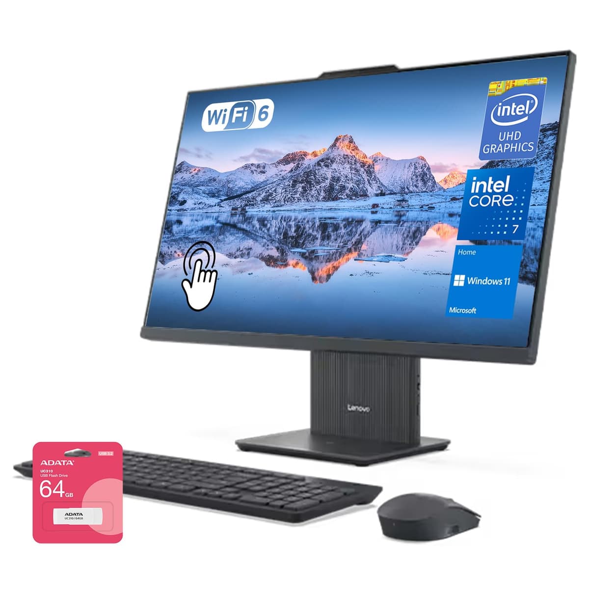 Lenovo IdeaCentre Copilot 27" QHD Touchscreen 100Hz, Intel i7-13620H, 32GB DDR5, 1TB SSD, Win11 Home, Bundle ADATA 64GB 27IRH9