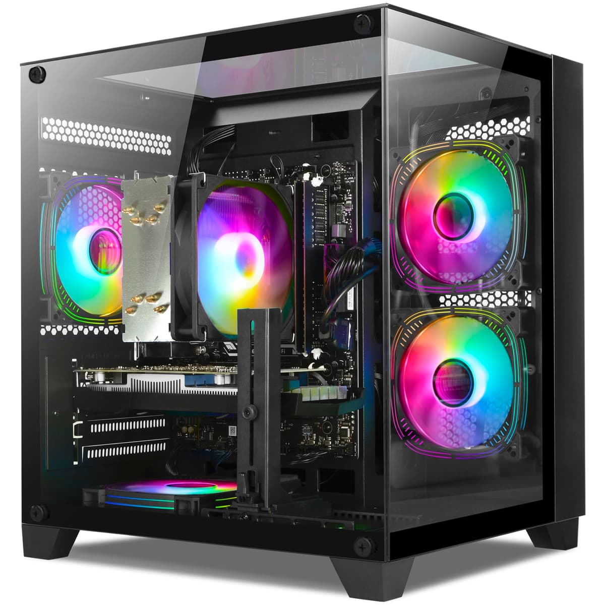 LXZ PC Gamer de Escritorio - Ryzen 5 5500 | GeForce RTX 3050 6GB | 16GB DDR4 | 1TB NVME SSD | DP/HDMI/DVI, Torre Prearmada para Juegos, Hogar y Oficina (Negro) LXZ-i5twmid