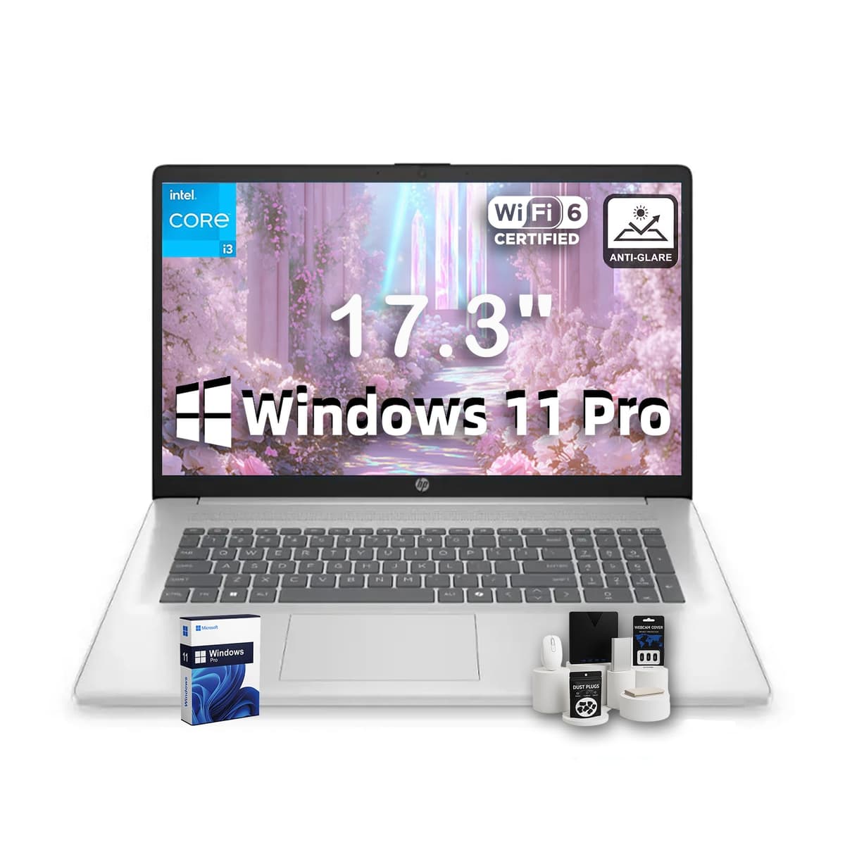 HP 17.3" Laptop para negocios y estudiantes, pantalla 17.3" HD+ antirreflejo, con accesorios, Intel (8 núcleos) i3 - N305, Windows 11 Pro, Wi-Fi 6, Copilot AI, 32 GB RAM, 2 TB SSD HP Laptop 17