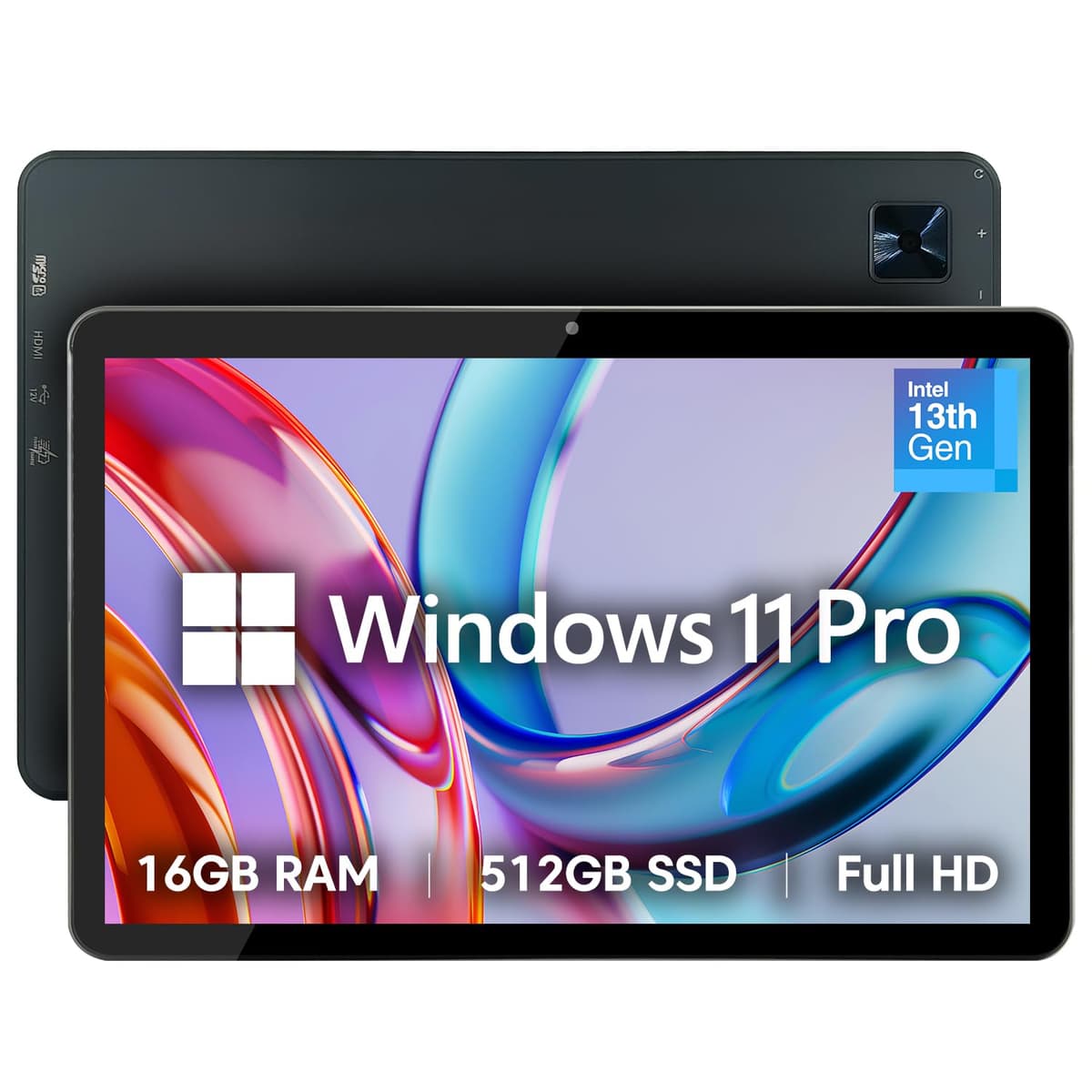 Fusion5 Tablet PC Windows 11 Professional de 10.1” - 16GB RAM, 512GB SSD, Intel 13ª Gen, Full HD, USB-C, Micro HDMI - Tablet Windows ultradelgada de 10 pulgadas con almacenamiento ampliable FWIN232 PRO NEO