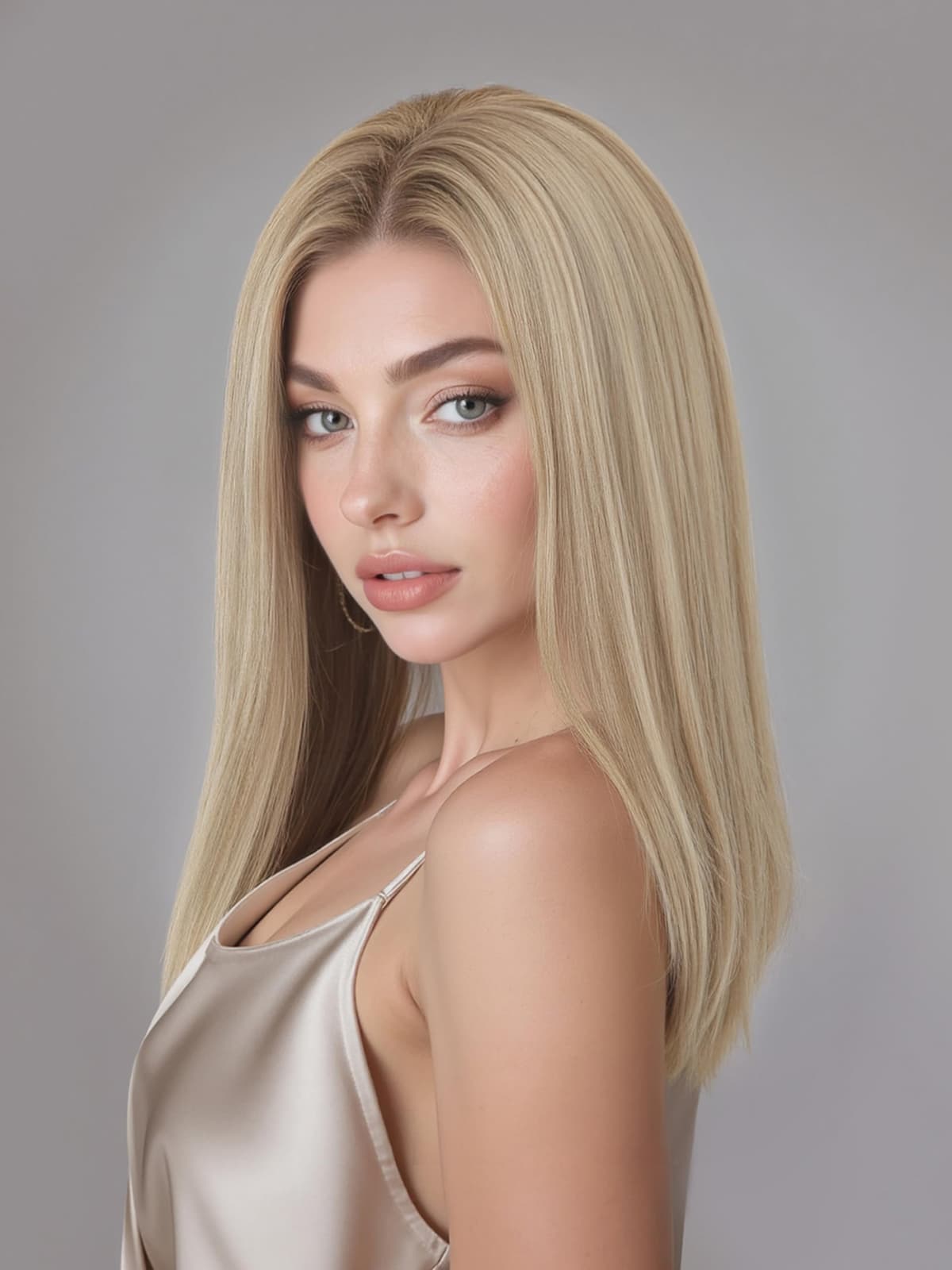 Topart peluca frontal HD 7x4 Swiss Lace rubia lisa 100% Remy (16 Inch) HWLF9001-1BL16