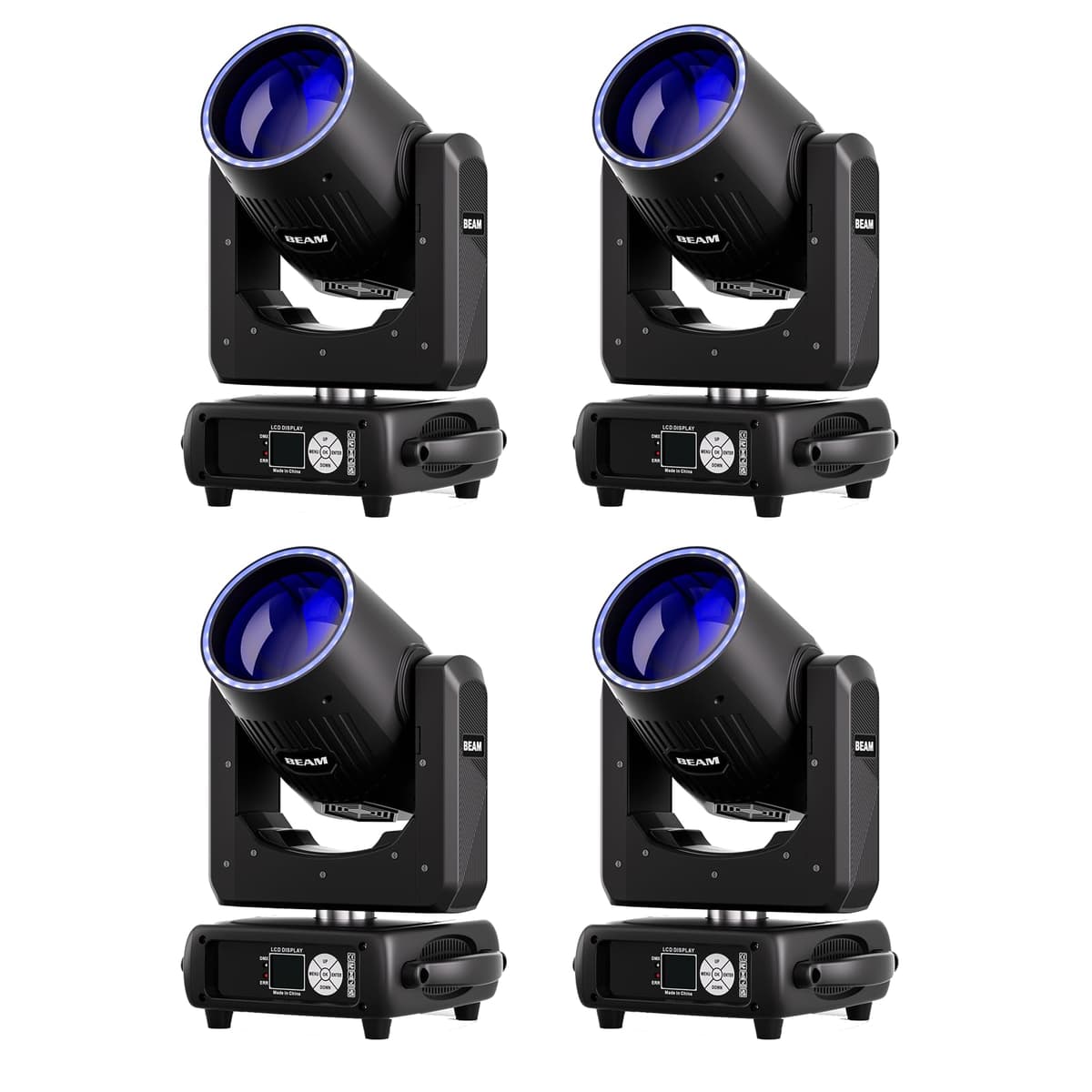 Datewink 4-Pack Moving Head 295W, 14 Gobos, 13 Colores, Prisms/ Frost/ Rainbow, 2.3° Beam, DMX512 ZQ02821