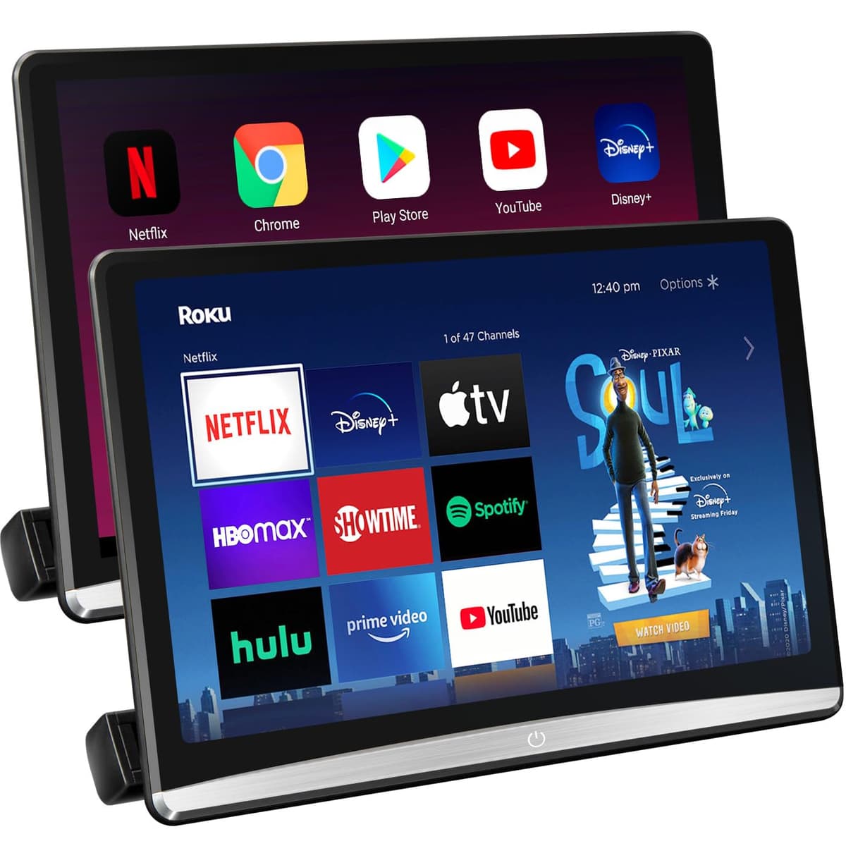 Seventour Televisor portátil Android 4K de 12.4" para autos, monitor/tableta de reposacabezas para asiento trasero, compatible con espejo inalámbrico de teléfono, pantalla táctil, con WiFi/Bluetooth/HDMI/USB/AirPlay reproductor de video 12.4" 2G ram+16G rom(2*pcs)