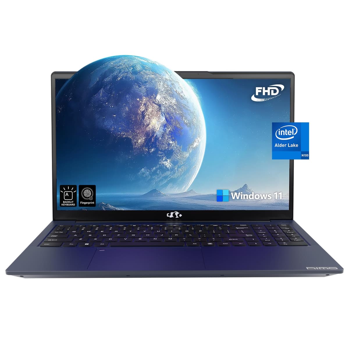 NIMO 15.6 IPS FHD portátil, 16 GB RAM 1 TB SSD Intel Pentium Quad Core N100, computadora con teclado retroiluminado y lector de huellas (mejor que i3-1115G4 hasta 3.4 GHz) para estudiantes, Win 11 azul N151